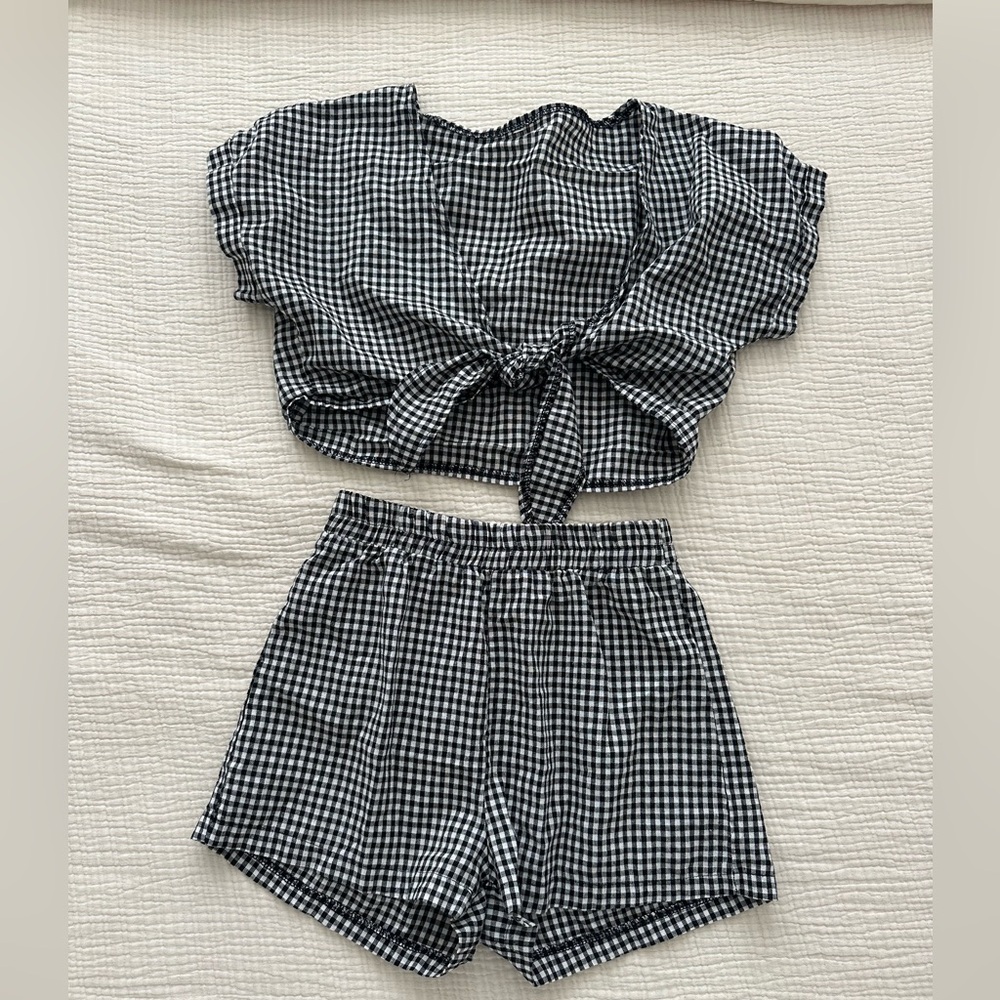 Gingham top and shorts set xs